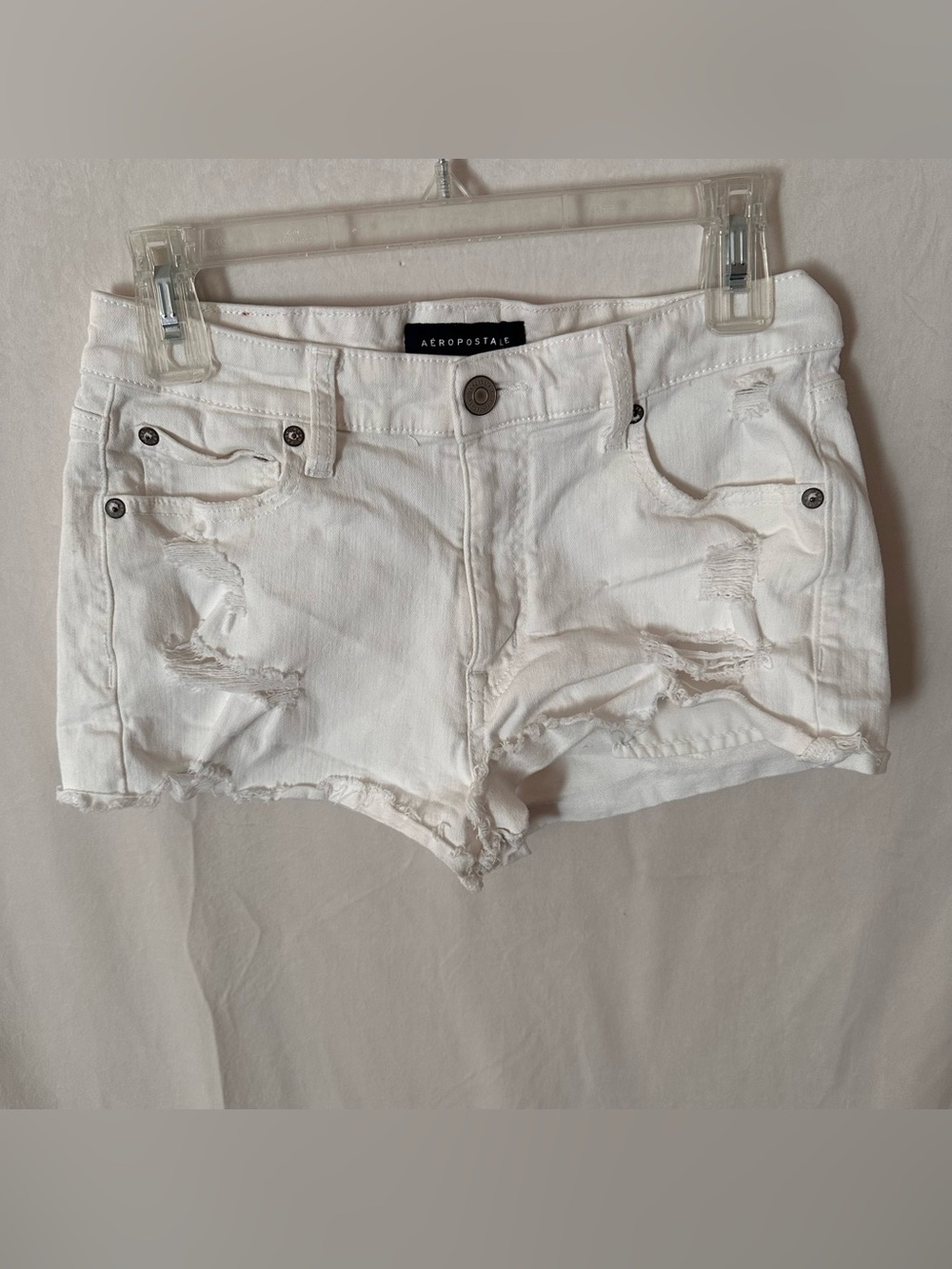 Aeropostale Coastal Cowgirl Shorts Distressed White Vintage High Rise 6 denim